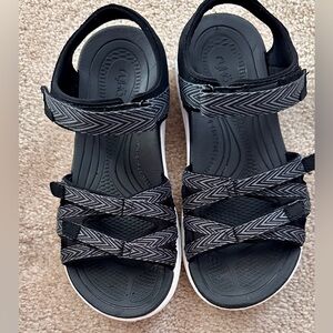 Ryka Black and White Patterned Sandals